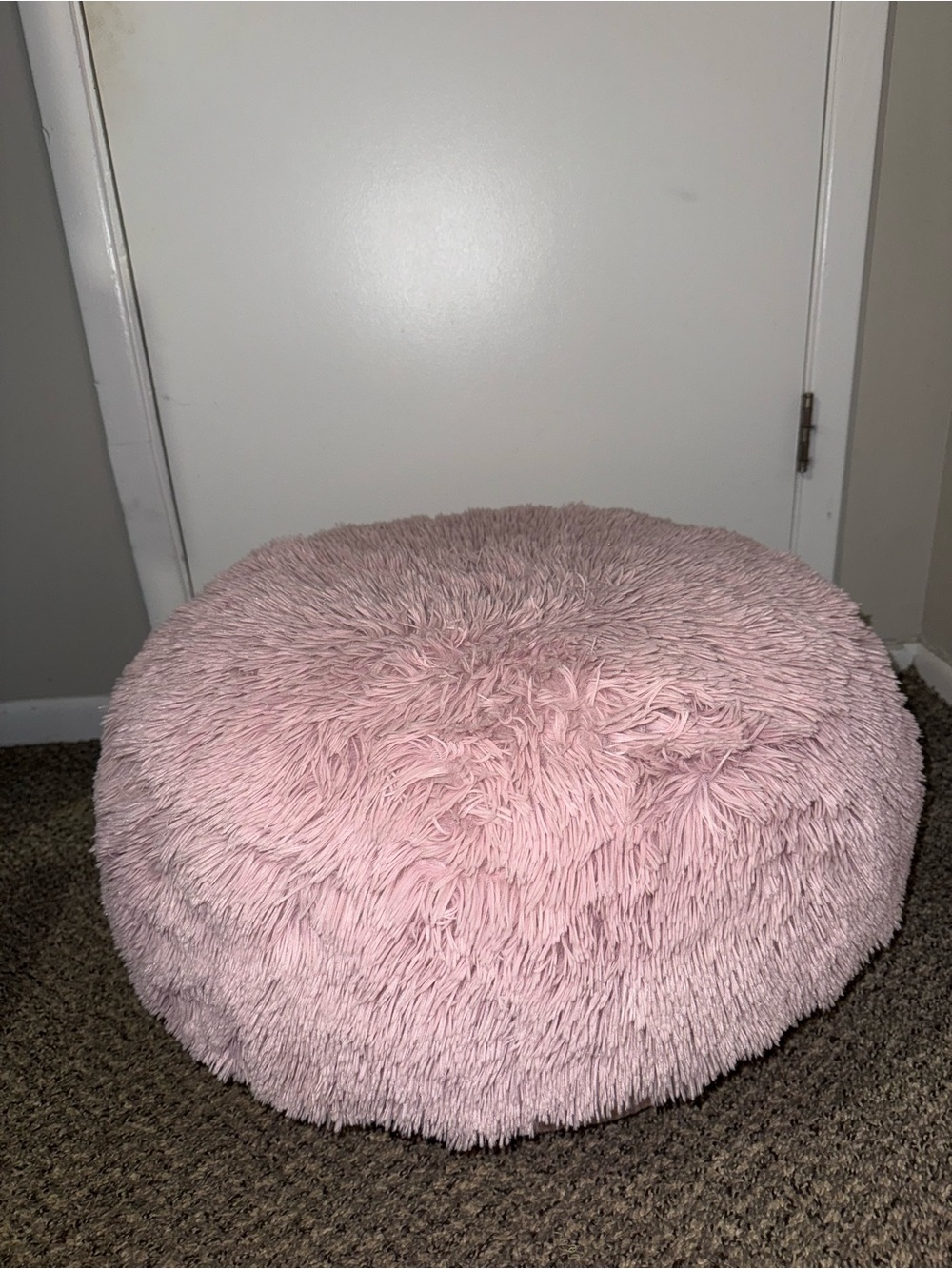 Plush Pink Faux Fur Pouf Ottoman - Soft Home Accent